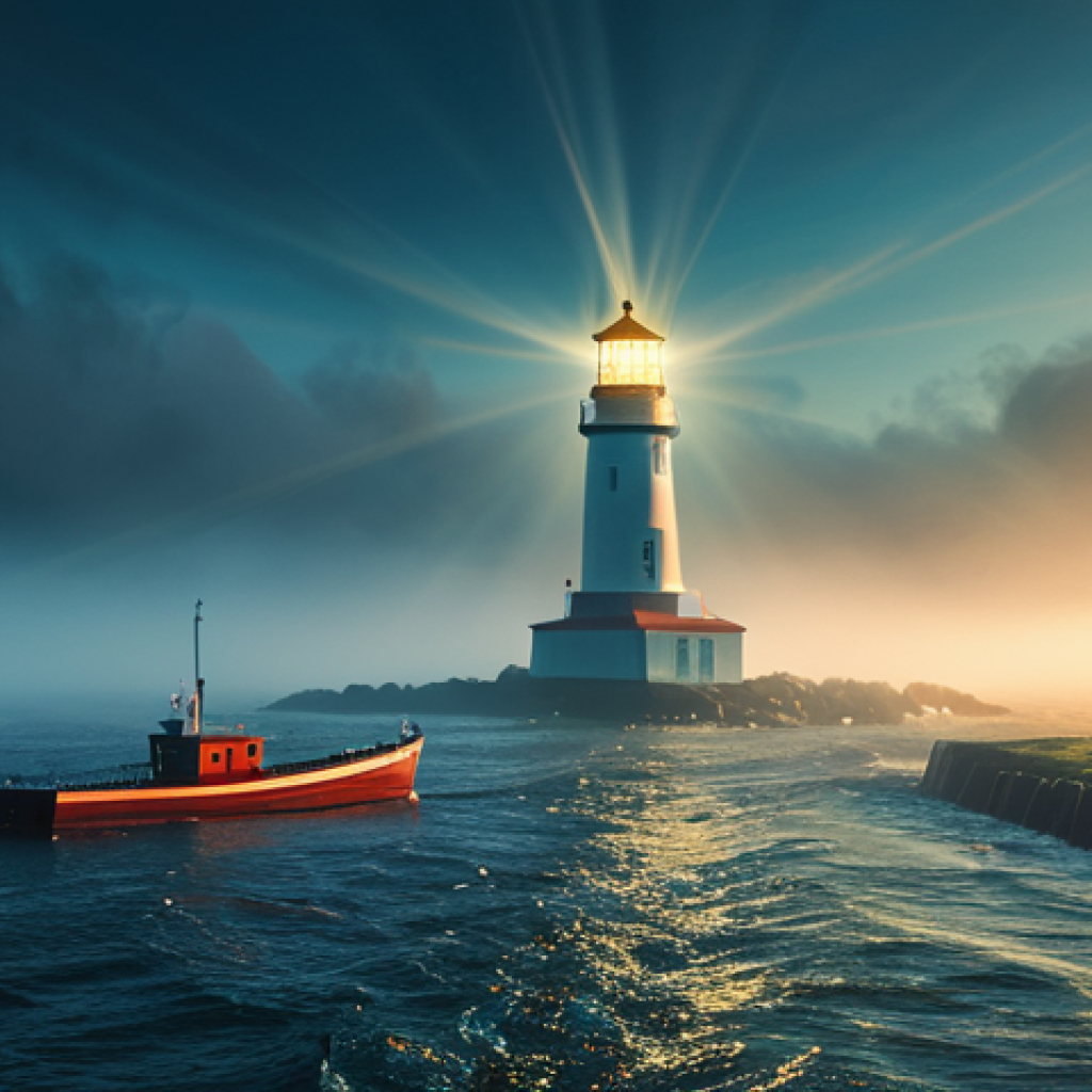 표현력을 높이는 다양한 수사적 기법 - **Metaphor: "Your blog is a lighthouse in the internet fog."**
    Prompt: "A radiant lighthouse sta...