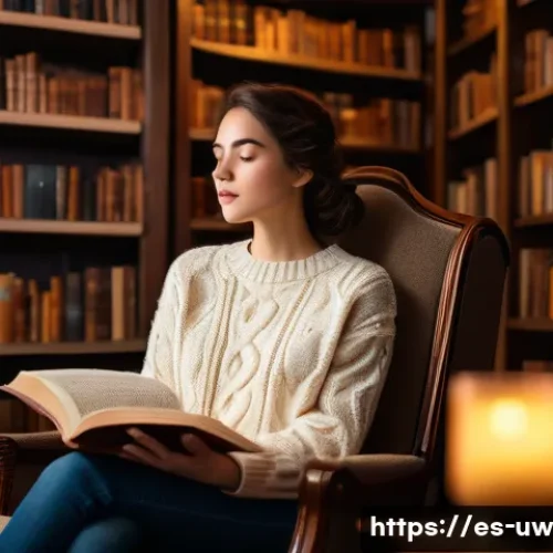 어휘력 향상을 위한 시와 문학 접근법 - **Prompt:** A young woman, in her early twenties, dressed in a cozy cream sweater and dark jeans, si...